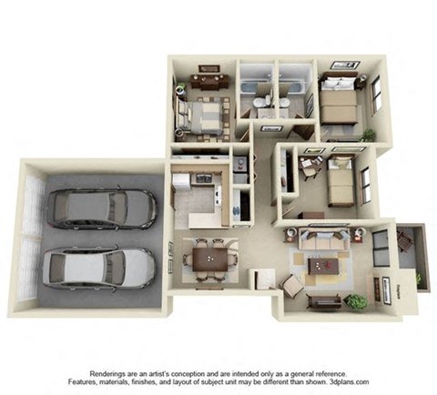 The Colombus Three Bedroom with Garage Floor plan at Mariner's Glen in Port Orchard, WA